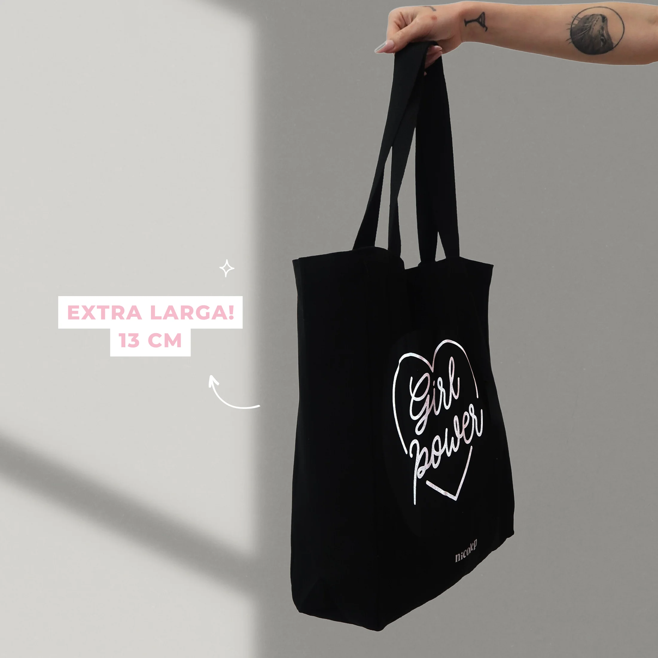 Tote Bag - Black Heart BIG - Image 3