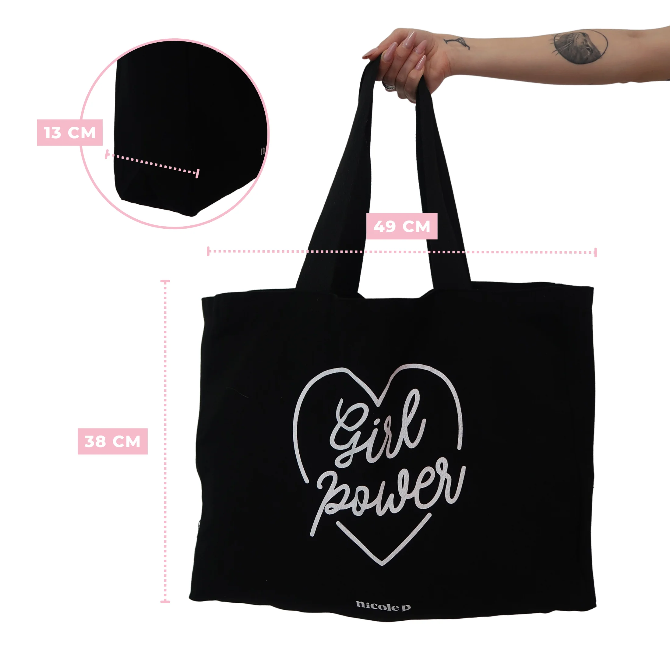 Tote Bag - Black Heart BIG - Image 7