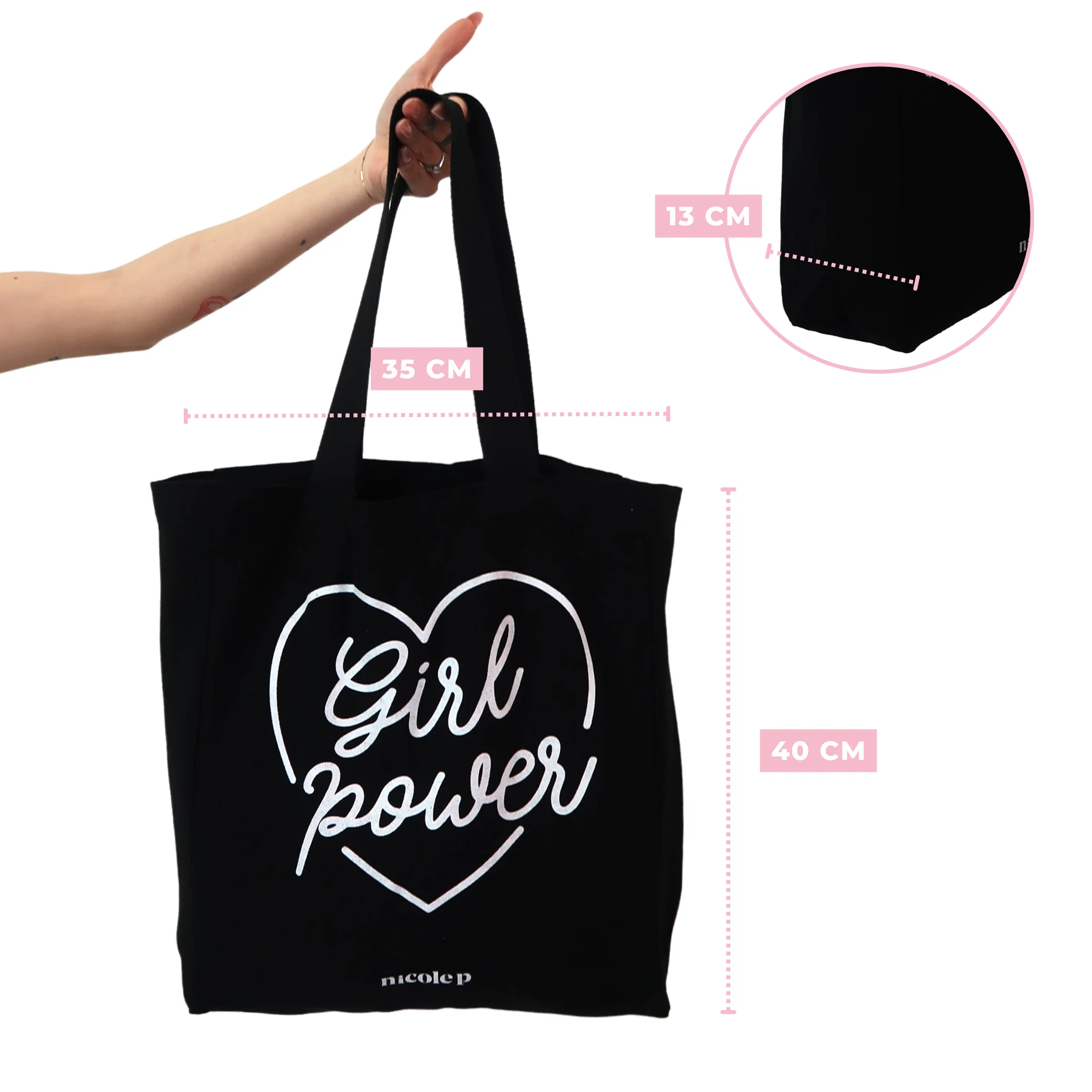Tote Bag - Black Heart SMALL - Image 7