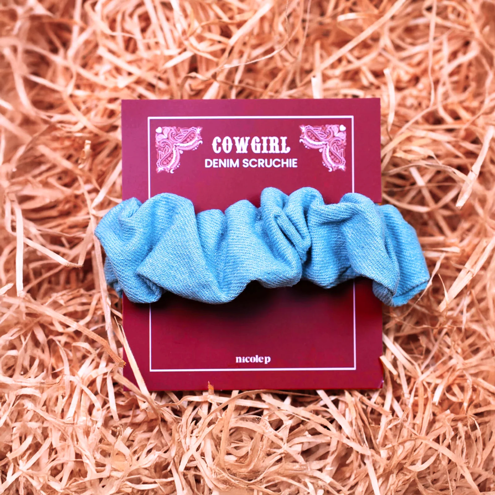 Country Scrunchie - Light Blue - Image 4