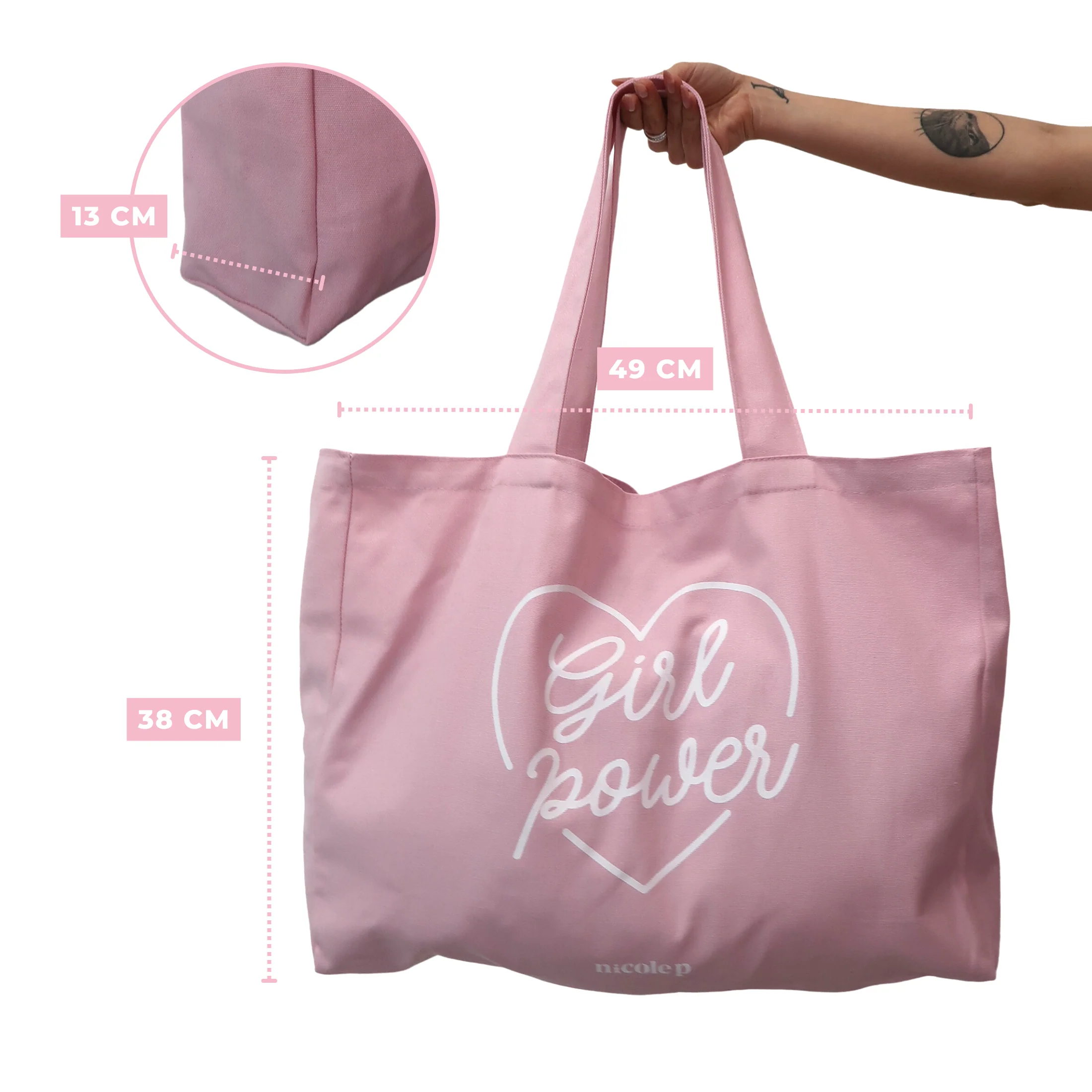 Tote Bag - Pink Heart BIG - Image 6