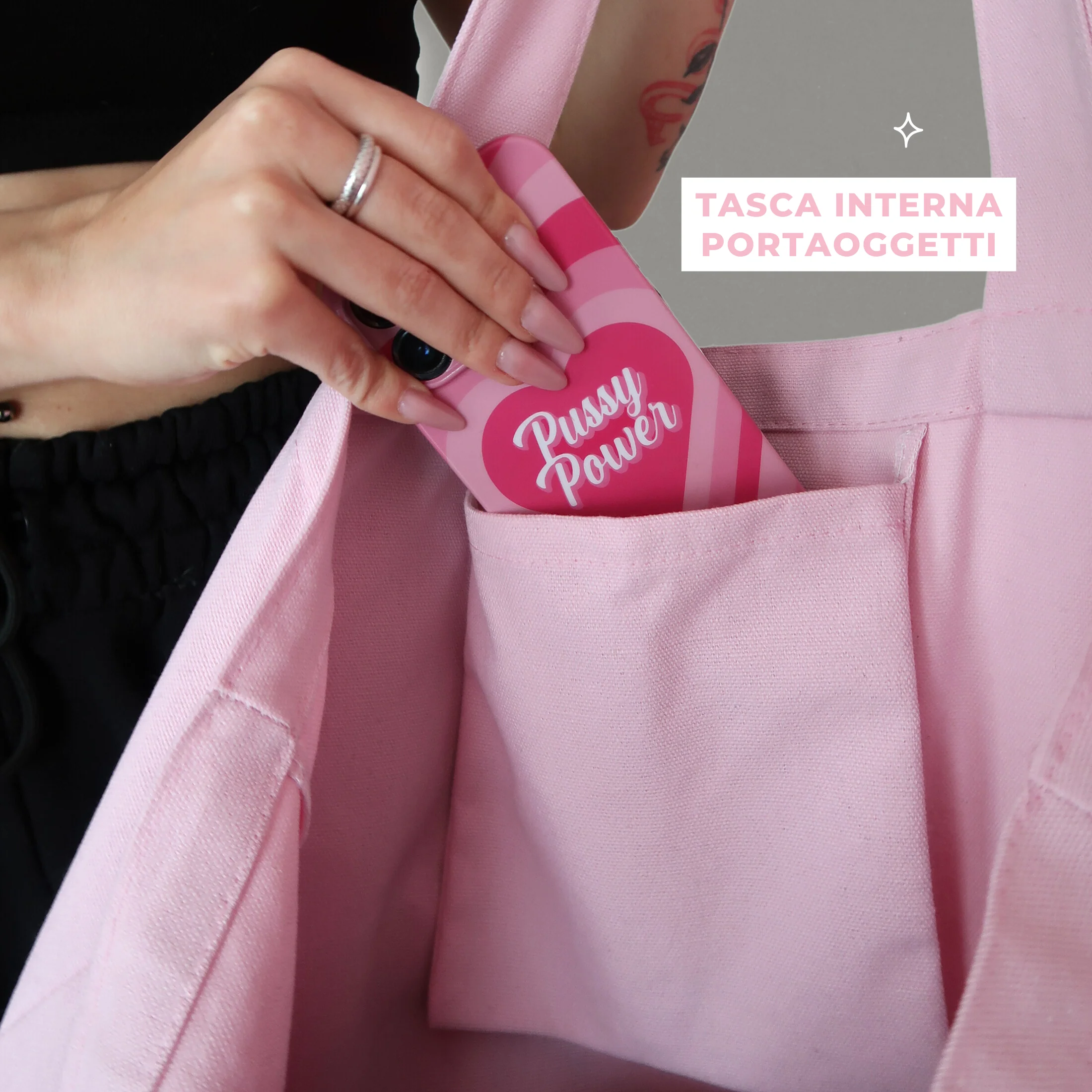 Tote Bag - Pink Heart SMALL - Image 6