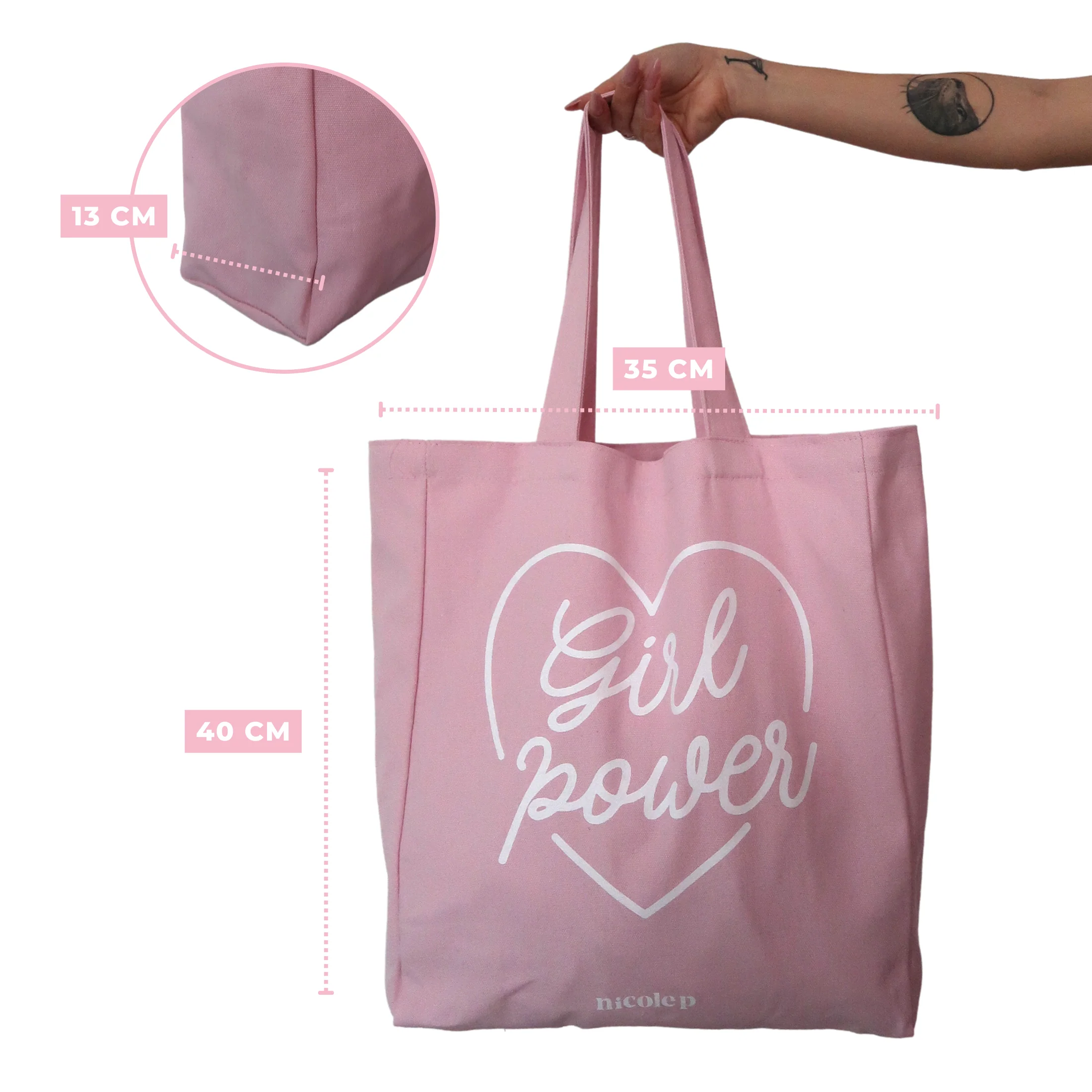Tote Bag - Pink Heart SMALL - Image 7