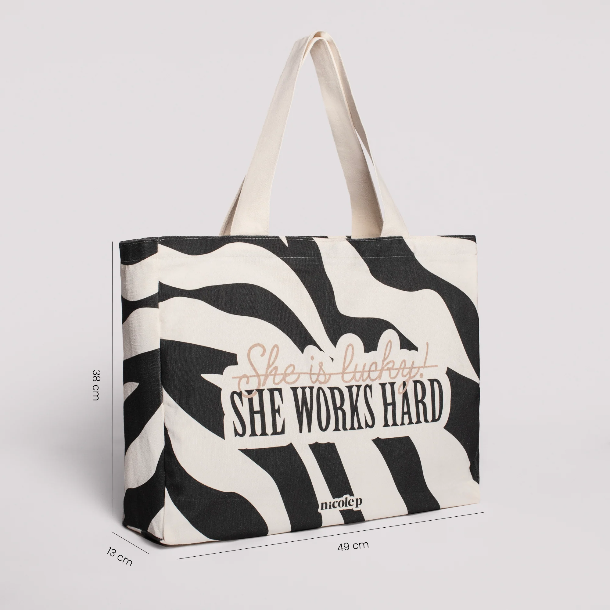 Tote Bag - Work Hard Zebra BIG - Image 3
